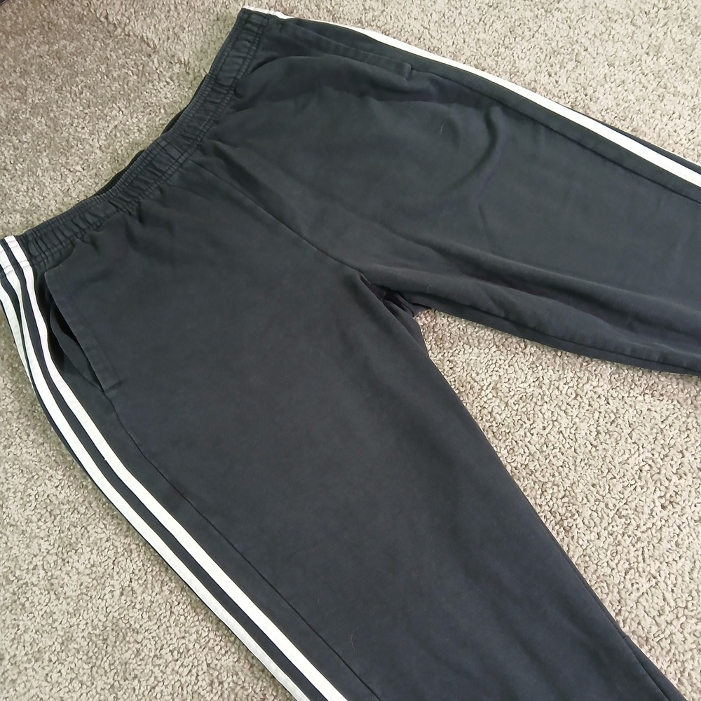Adidas Mens XL Essentials French Terry Tapered 3-Stripe Jogger Pants Black White